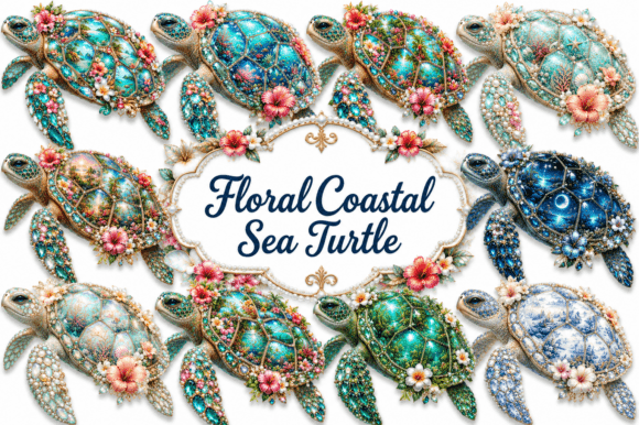 Coastal Sea Turtle Clipart, Summer Png: A Creative Resource for Modern Designers
