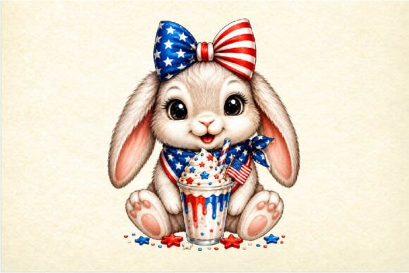 Cute Patriotic Bunny 4th of July Clipart