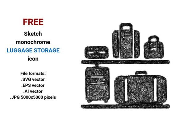 FREE Sketch Luggage Storage Icon: Clean, Scalable & Ready for Real Projects