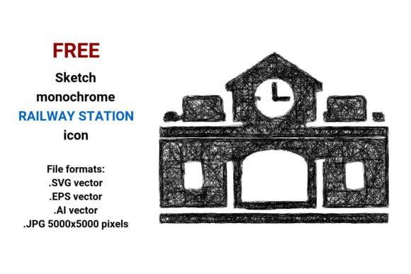 Free Sketch Railway Station Icon: Scalable Vector & High-Res Options for Designers and Developers