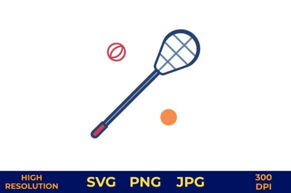 High-Quality Lacrosse Stick with Ball Illustration for Creative and Professional Use
