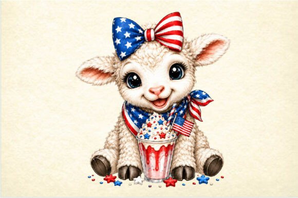 Patriotic Baby Lamb 4th July Clipart: A Versatile Design for Creative Projects