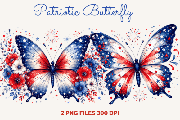 Patriotic Butterfly Png Clipart Set: A Versatile Tool for Creative Projects