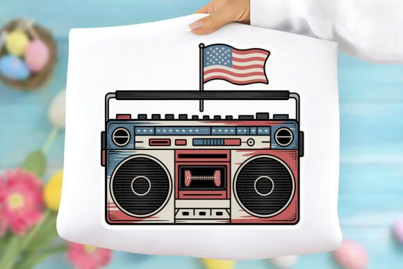 Patriotic Retro Boombox PNG: A Versatile Design for Modern Creativity