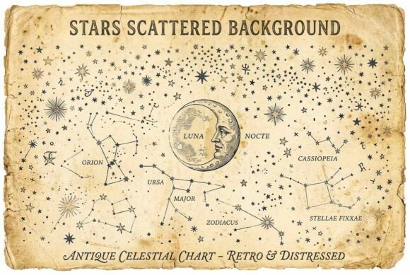 Stars Scattered Background Vintage Style