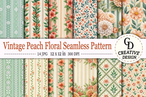 Vintage Peach Floral Seamless Pattern