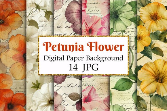 Vintage Petunia Flower Digital Paper
