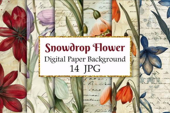 Vintage Snowdrop Flower Digital Paper: Timeless Elegance Meets Modern Creative Workflow