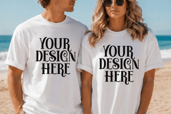 White Gildan 5000 Couple T-Shirt Mockup: A Versatile Tool for Creative Professionals