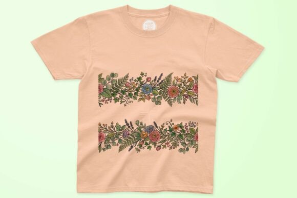 Wildflower and Leaf Border Seamless